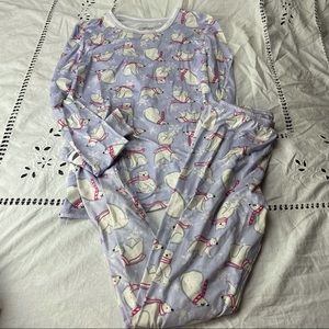 Cuddl Duds Girls L Pants/Shirt Purple Polar Bear